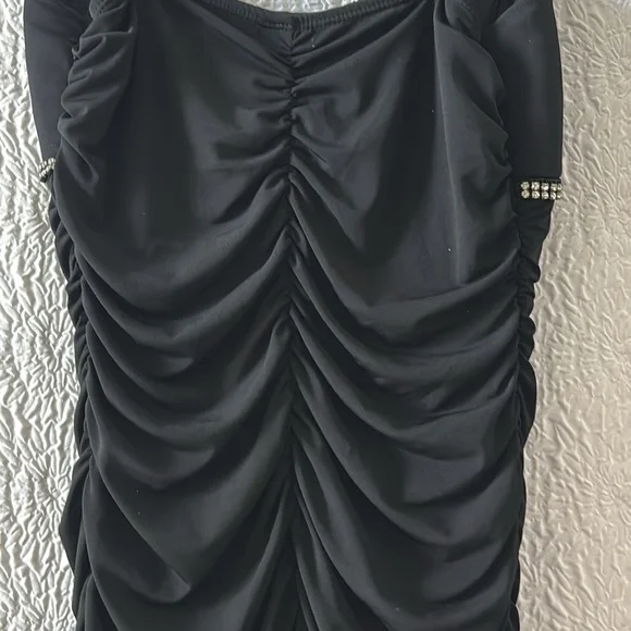 Ruby Rox Ruched Bodycon Rhinestone Spaghetti Strap Mini Dress - Picture 5 of 9